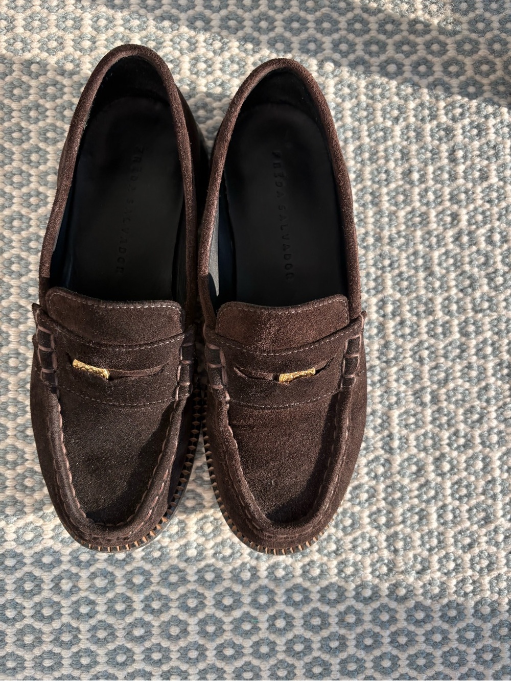 Freda Salvador Elba Penny Loafer in Espresso Suede, Size 7 - Picture 2 of 4